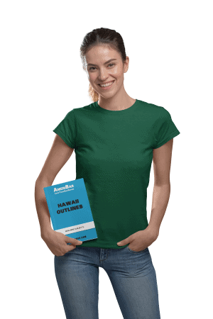 Hawaii bar review course student holding outline book